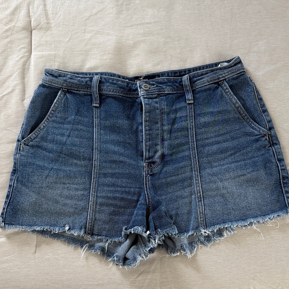 Hollister Blue Jean Shorts with Frayed Hem